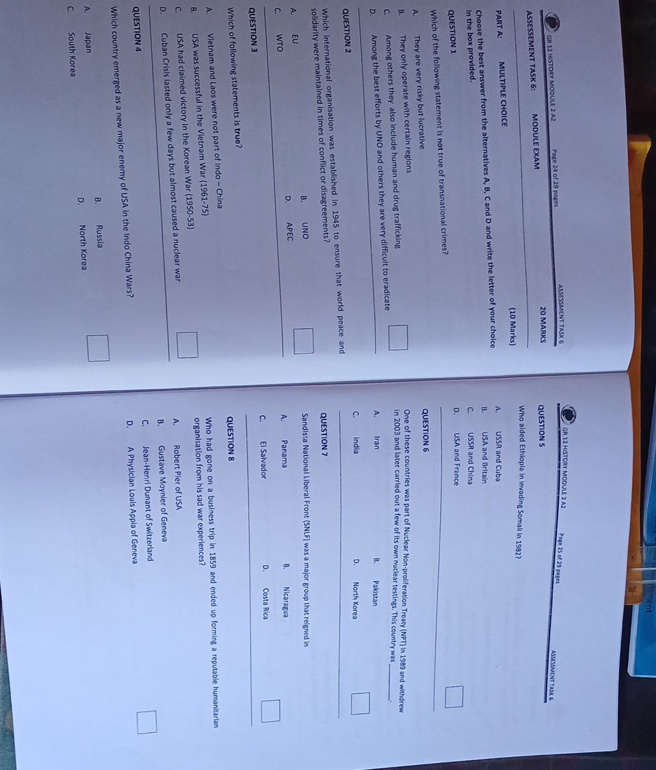 PART A: MULTIPLE CHOICE Choose the best | StudyX