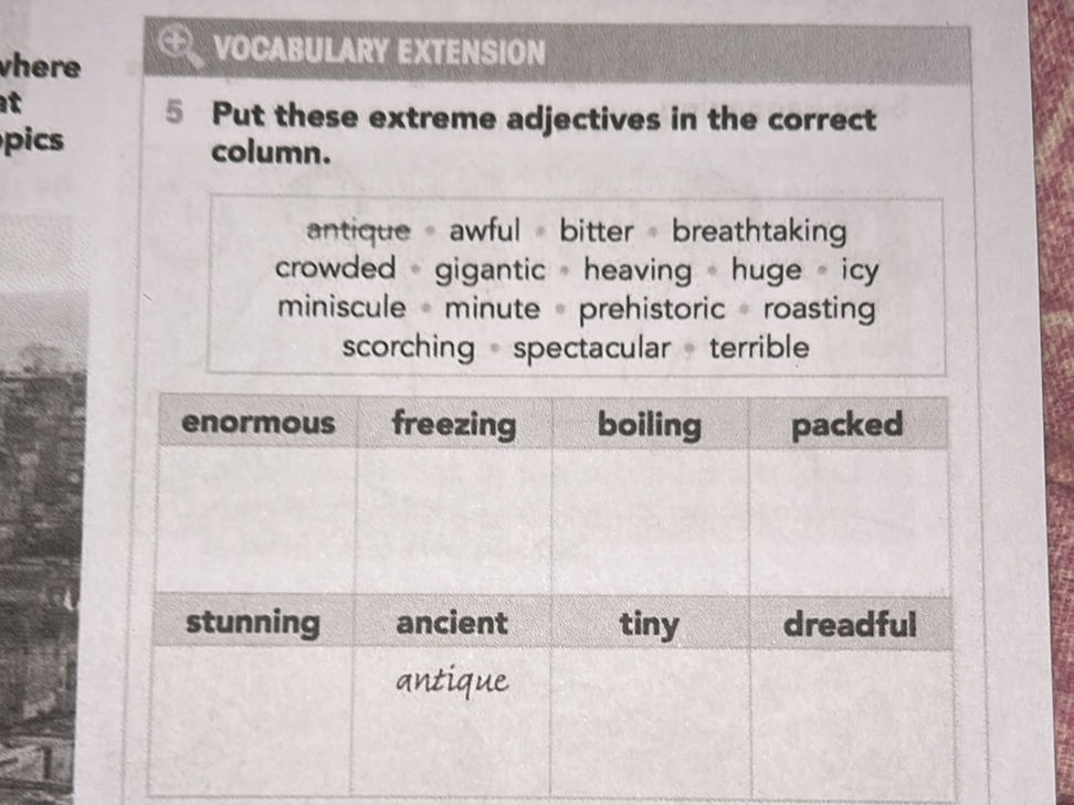 5 Put these extreme adjectives in the | StudyX