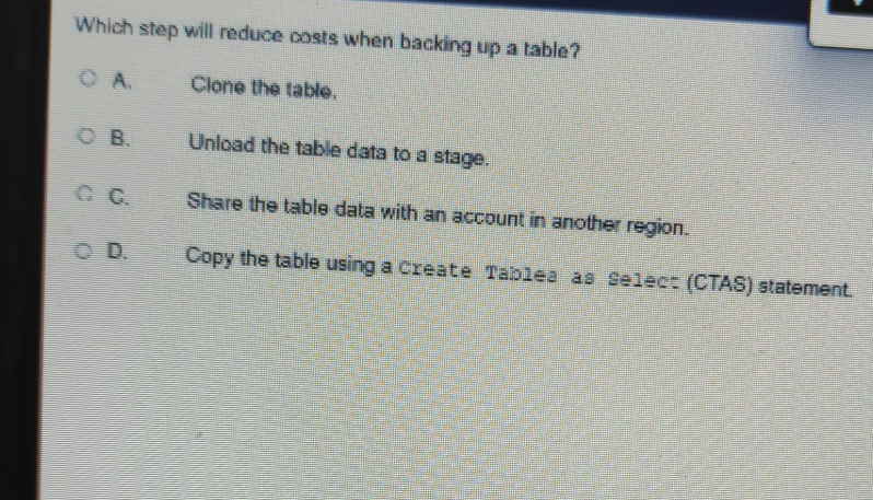Which step will reduce costs when backing up
