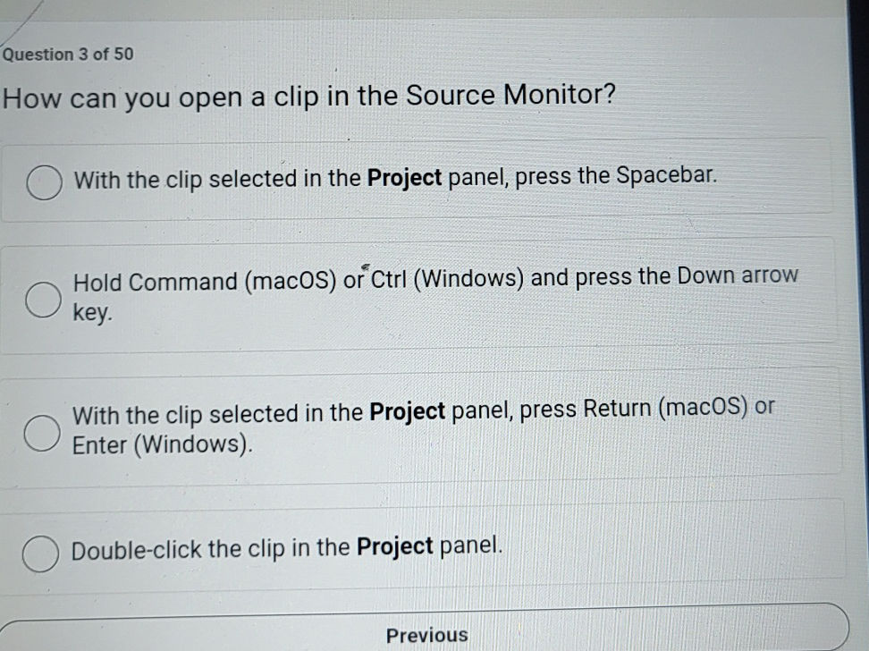 How can you open a clip in the Source | StudyX