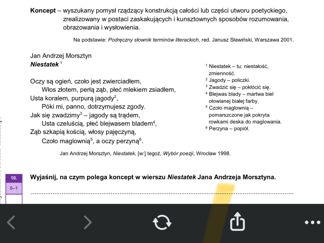 Wyjaśnij, na czym polega koncept w wierszu | StudyX