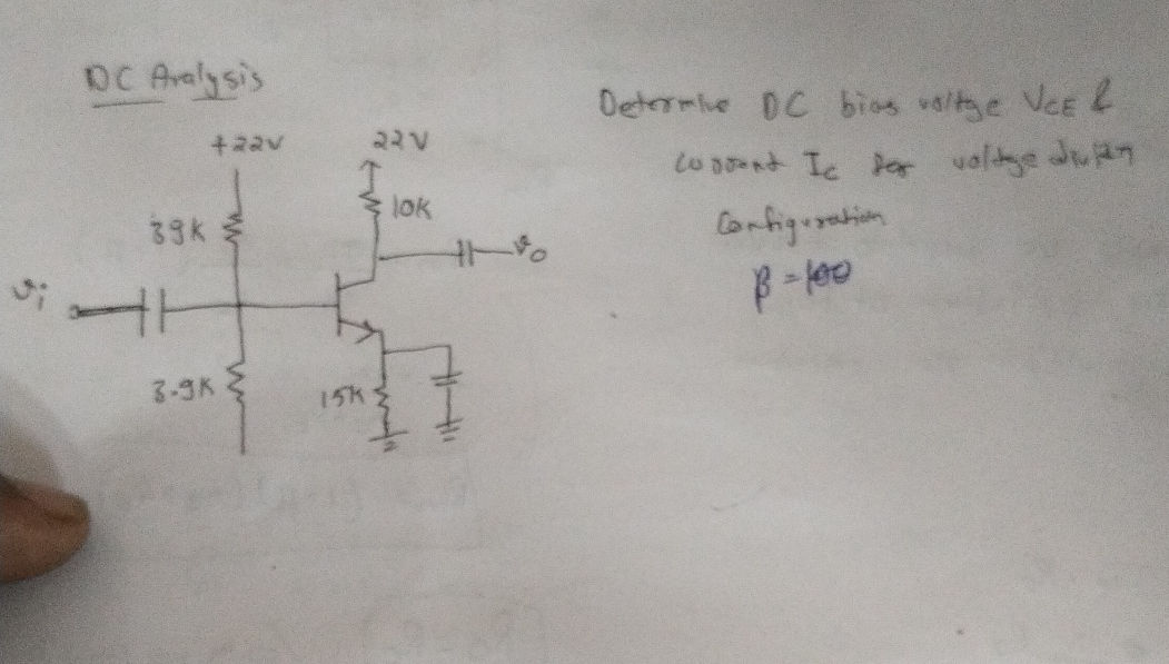 Determine DC bias voltage $V_{CE}$ current | StudyX