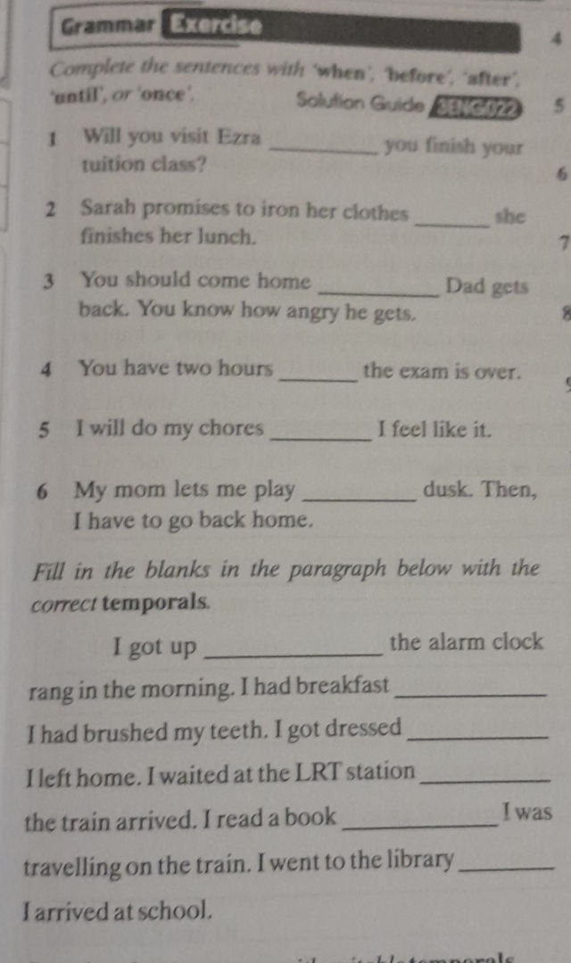 Complete the sentences with 'when', | StudyX
