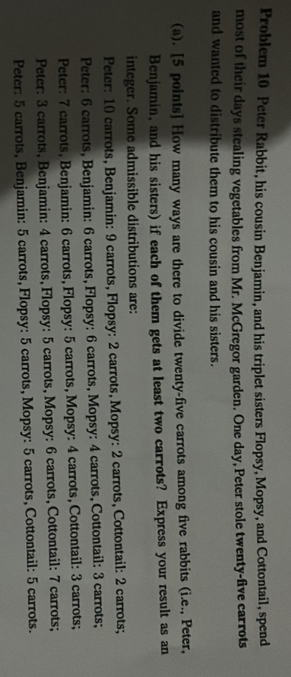 Problem 10 Peter Rabbit, his cousin | StudyX