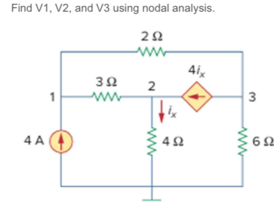 Find V1, V2, and V3 using nodal analysis. | StudyX