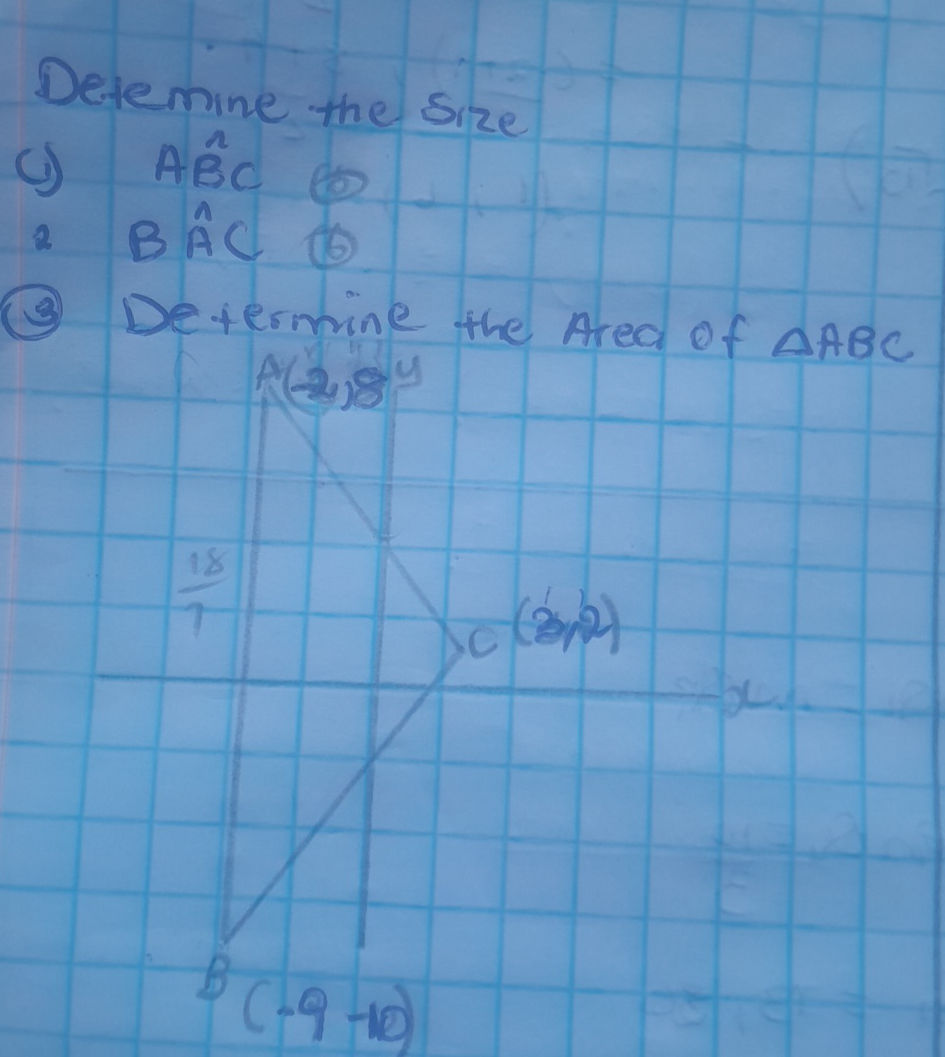 Determine the Size 1. $ {ABC}$ 2. $ {BAC}$