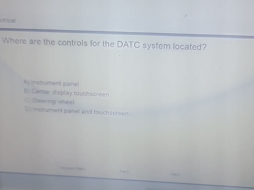 Where are the controls for the DATC system | StudyX