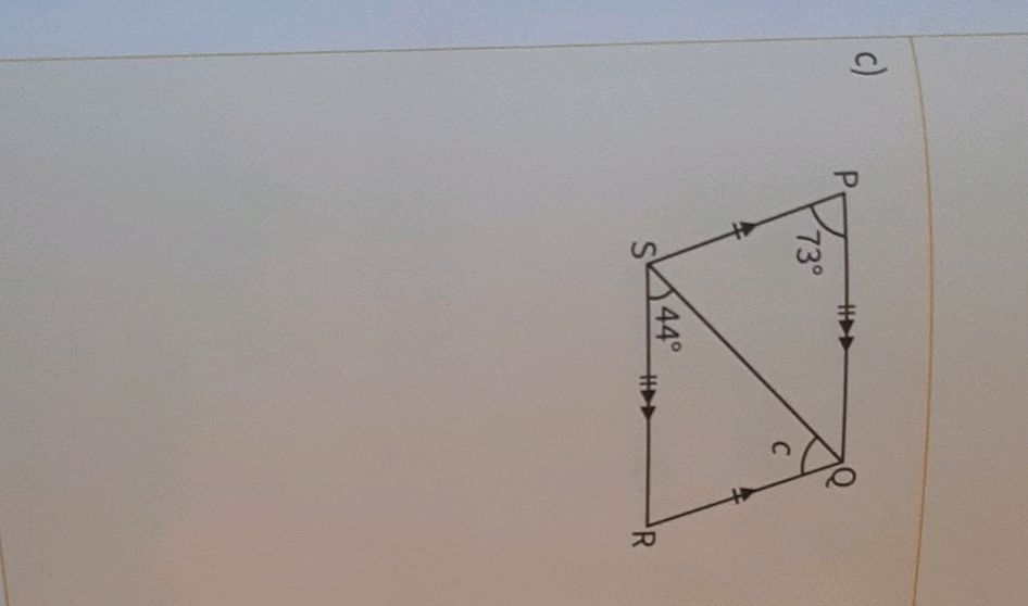 c) In the given quadrilateral, angle P is | StudyX