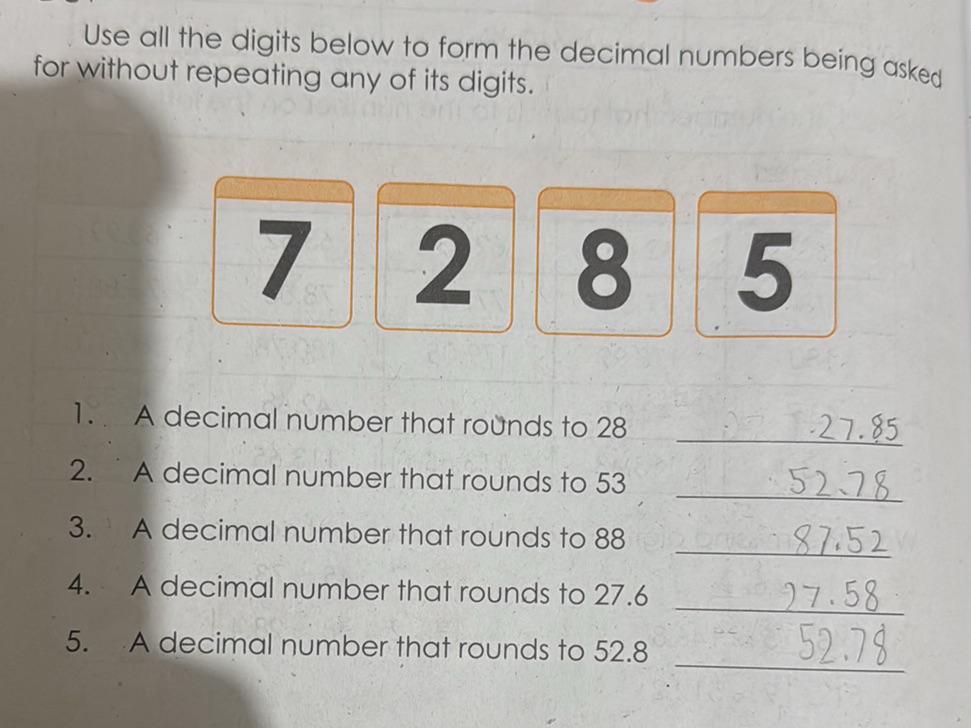 Use all the digits below to form the decimal | StudyX