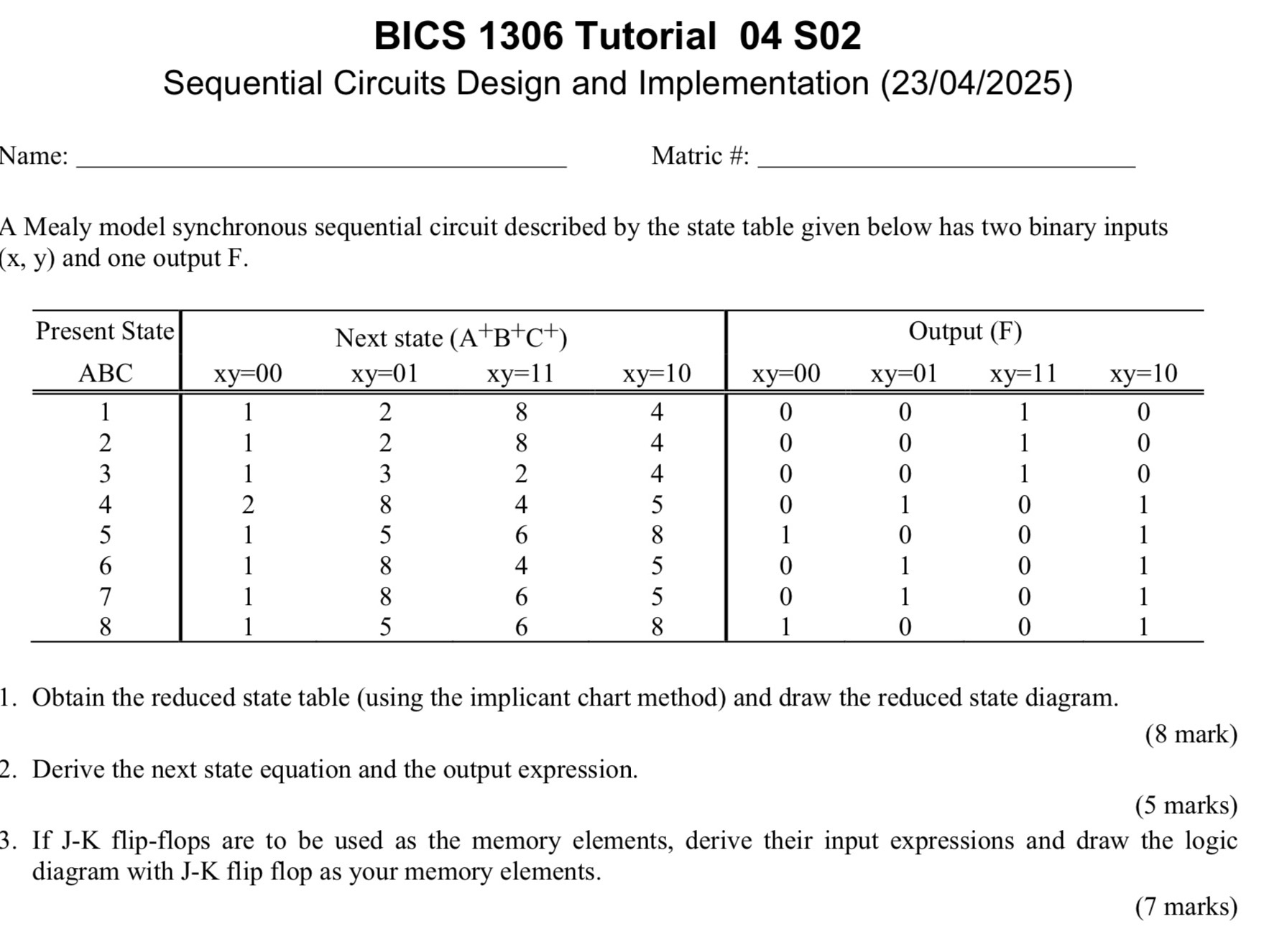 BICS 1306 Tutorial 04 S02 Sequential