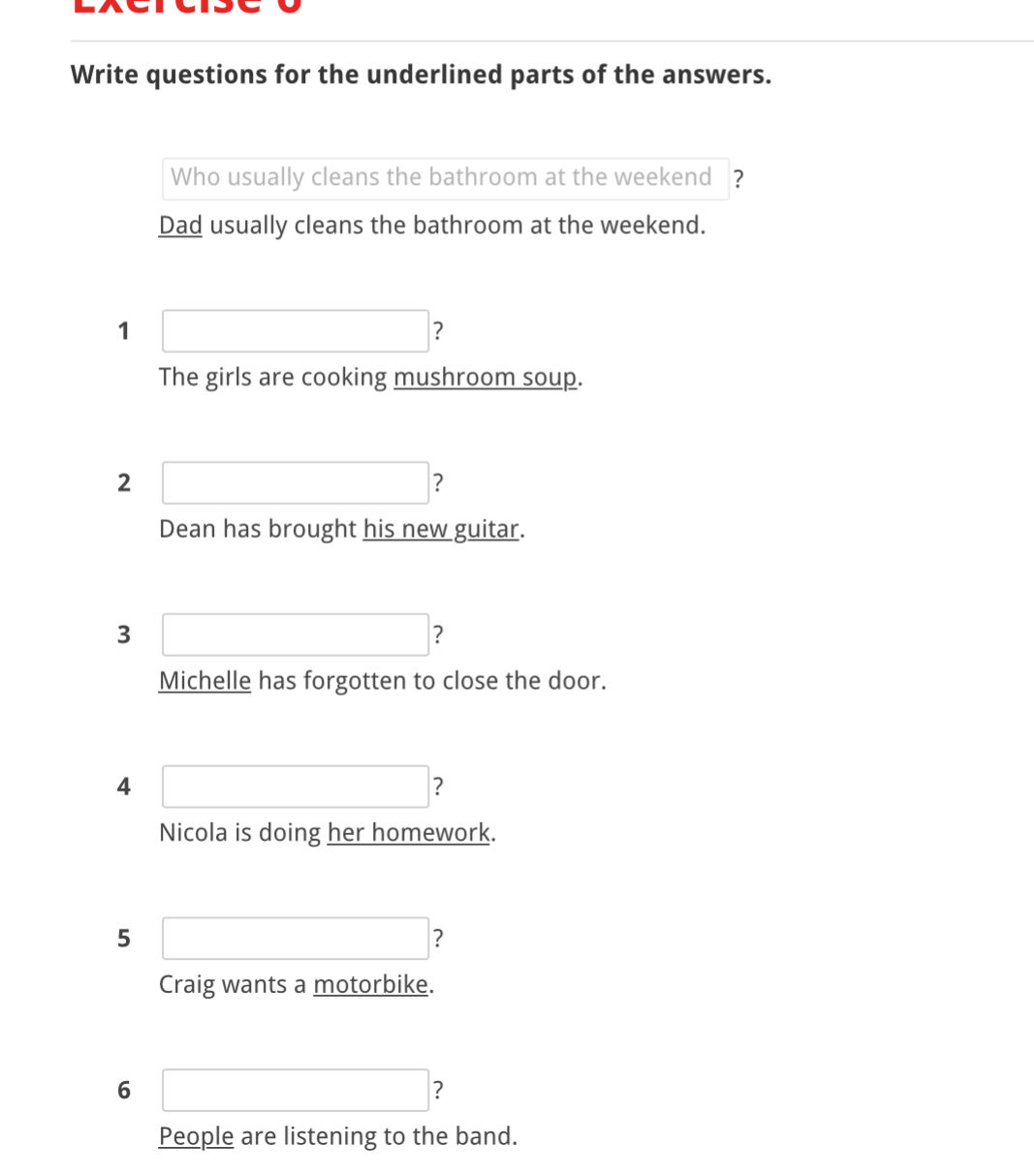 Underline Answer Write questions for the underlined parts of | StudyX