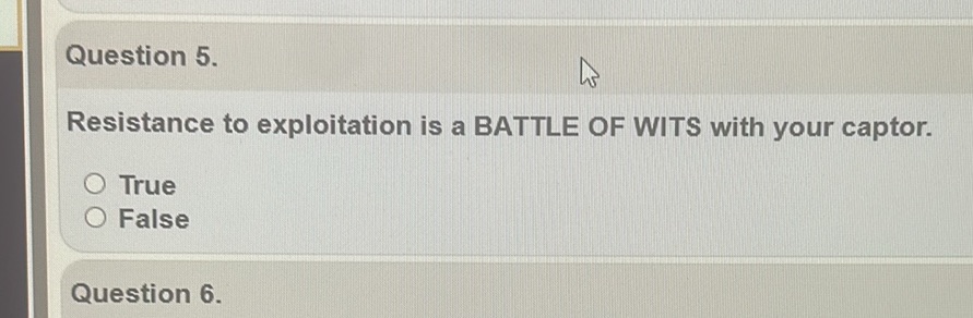 Question 5. Resistance to exploitation is a | StudyX