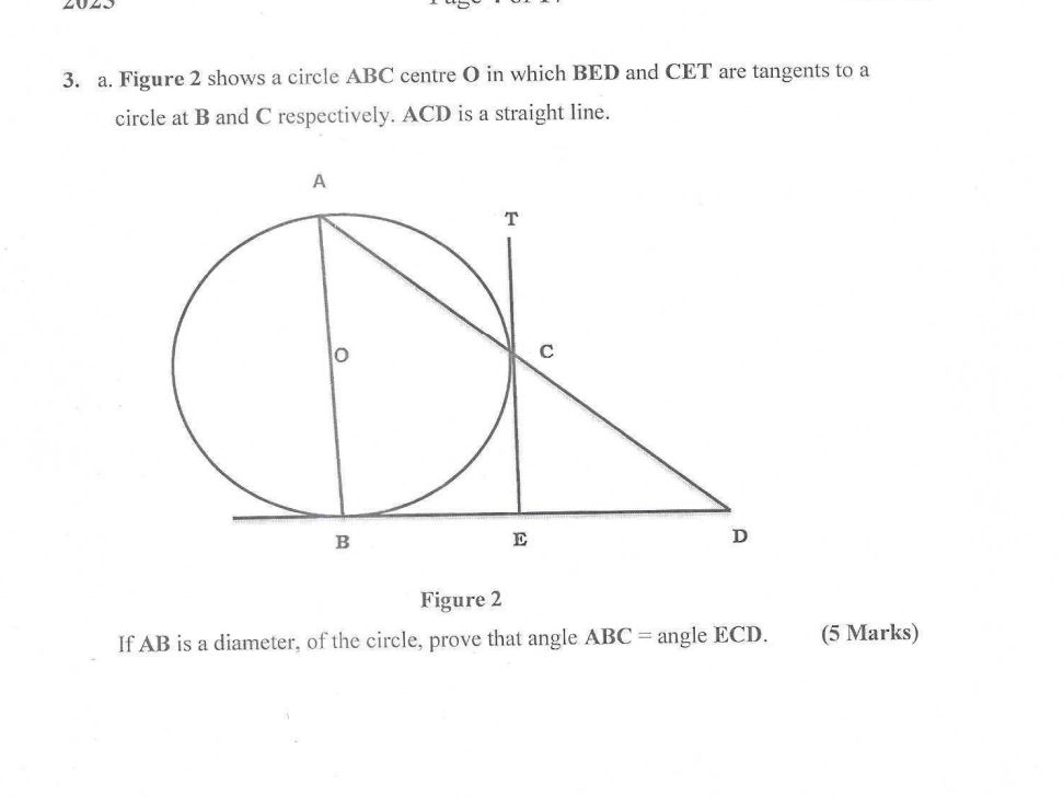 Figure 2 shows a circle ABC centre O in | StudyX