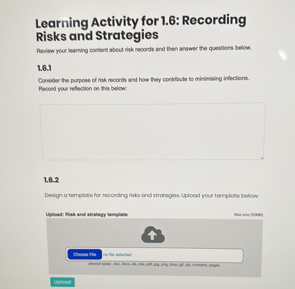 1. 6.1 Consider the purpose of risk records | StudyX