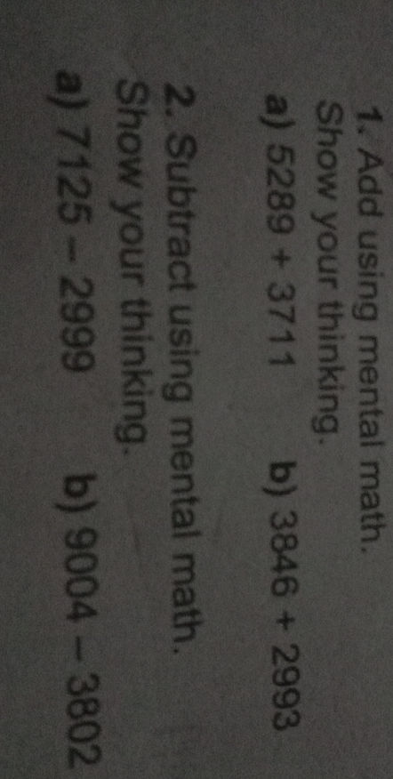 1. Add using mental math. Show your | StudyX