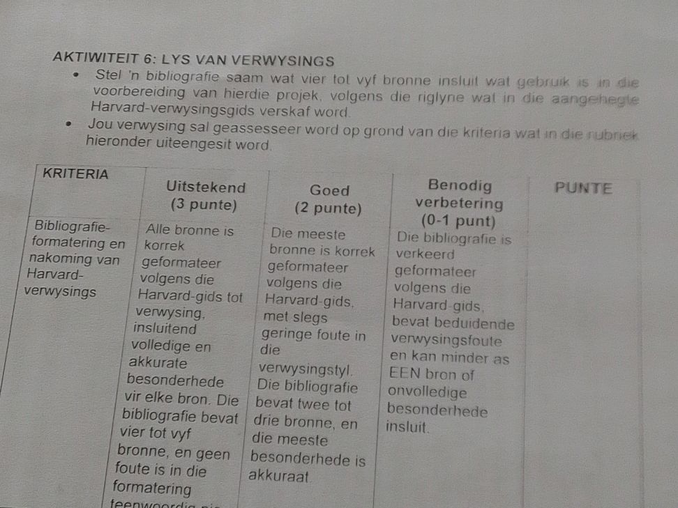 AKTIWITEIT 6: LYS VAN VERWYSINGS Stel 'n | StudyX