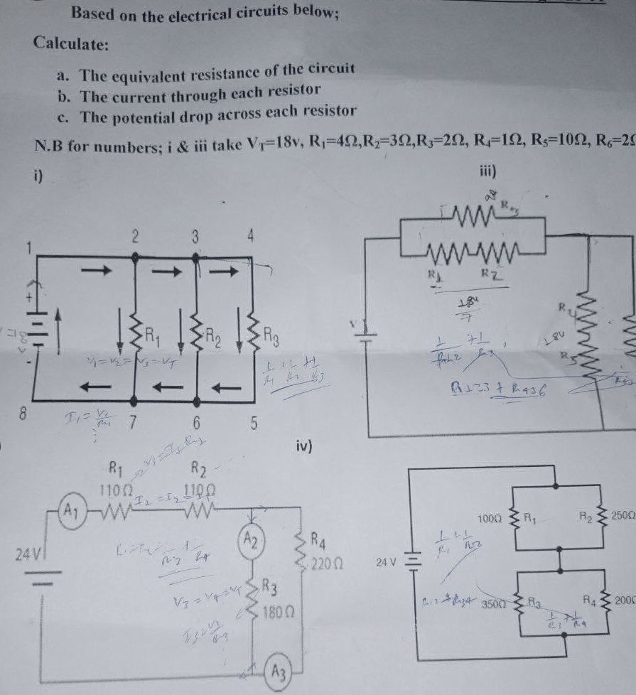 Based on the electrical circuits below; | StudyX