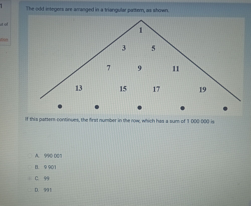 The odd integers are arranged in a | StudyX