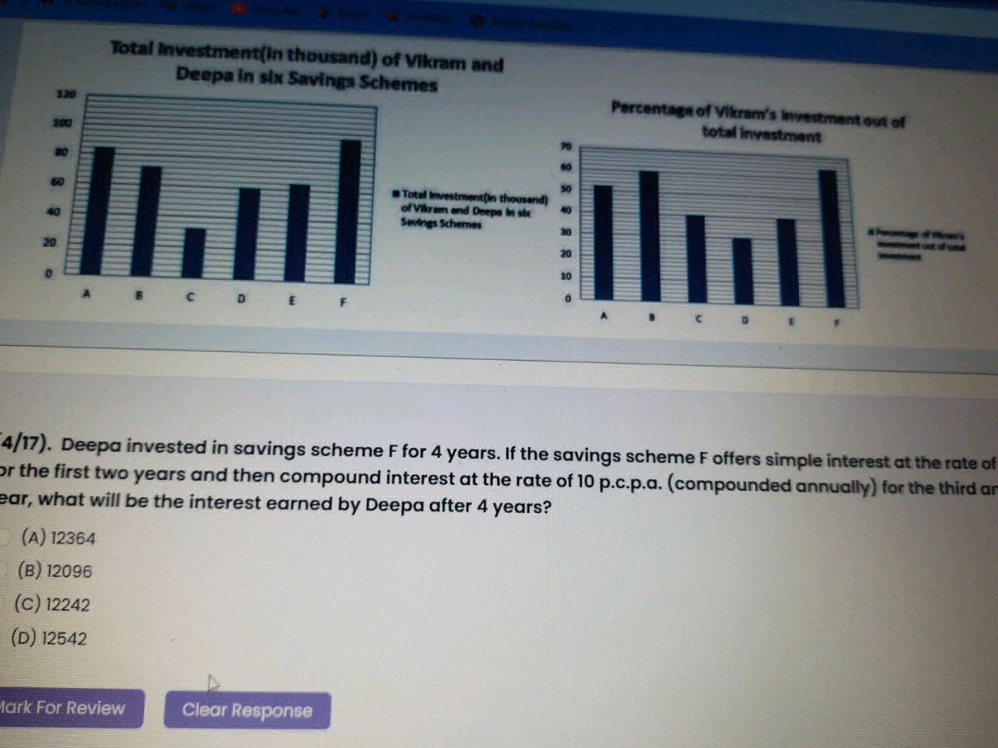 (4/17). Deepa invested in savings scheme F | StudyX