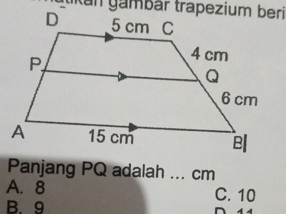 Perhatikan gambar trapezium berikut. | StudyX