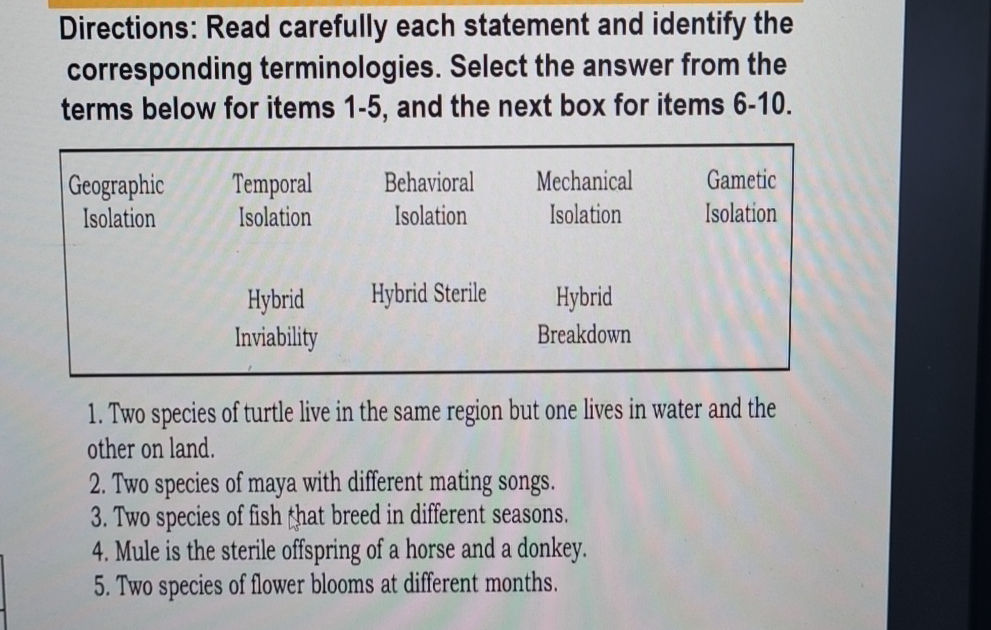 Directions: Read carefully each statement | StudyX