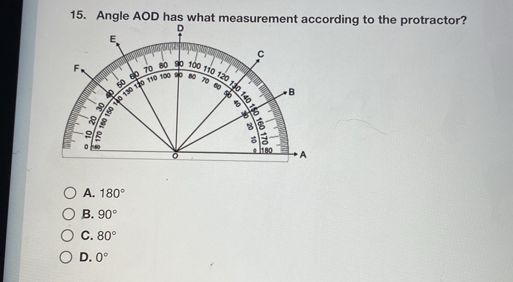 Angle Aod Has What Measurement According To The Protractor