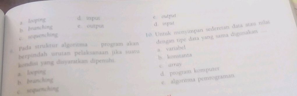 Pada struktur algoritma ... program akan | StudyX
