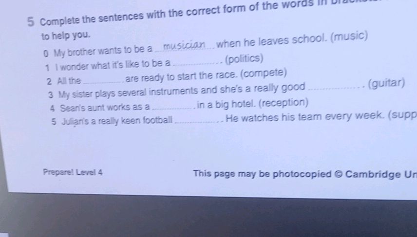 5 Complete the sentences with the correct | StudyX