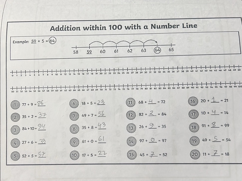 Addition within 100 with a Number Line | StudyX