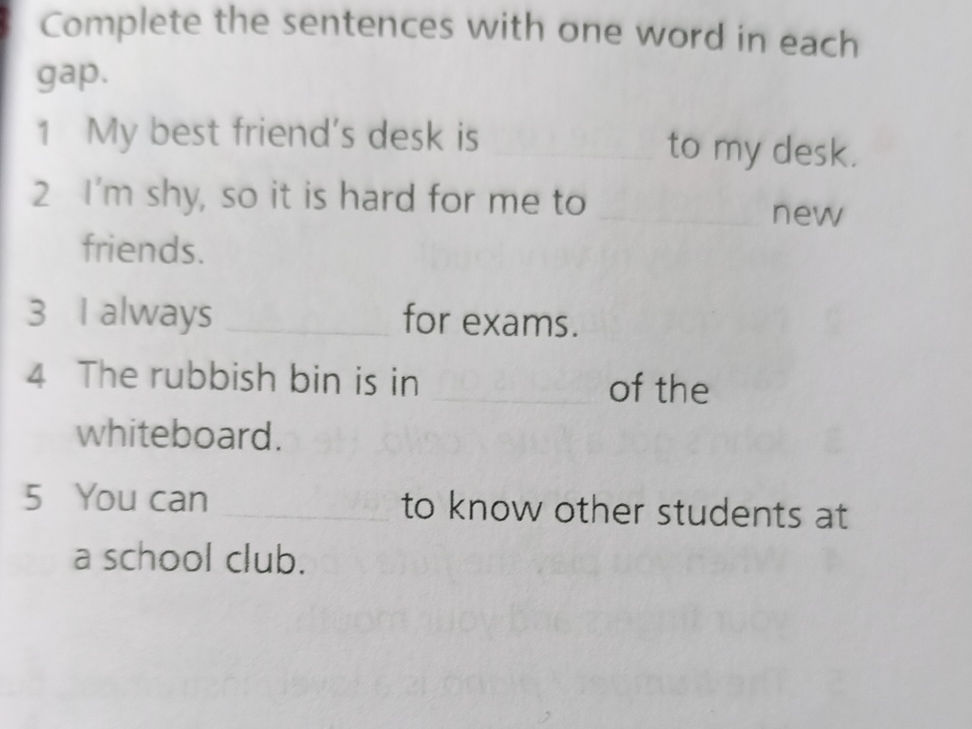 Complete the sentences with one word in each | StudyX