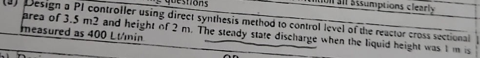 (a) Design a PI controller using direct | StudyX