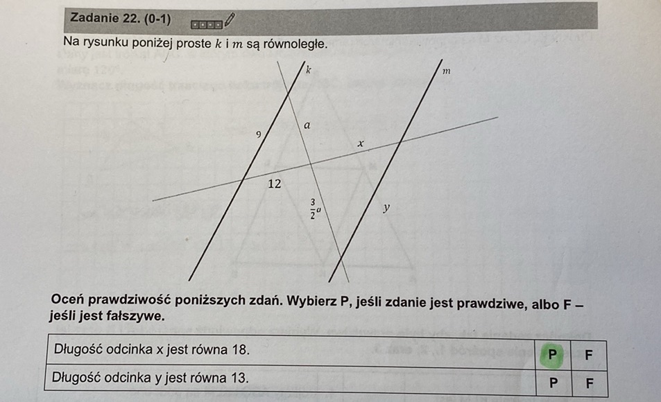 Na rysunku poniżej proste *k* i *m* są | StudyX