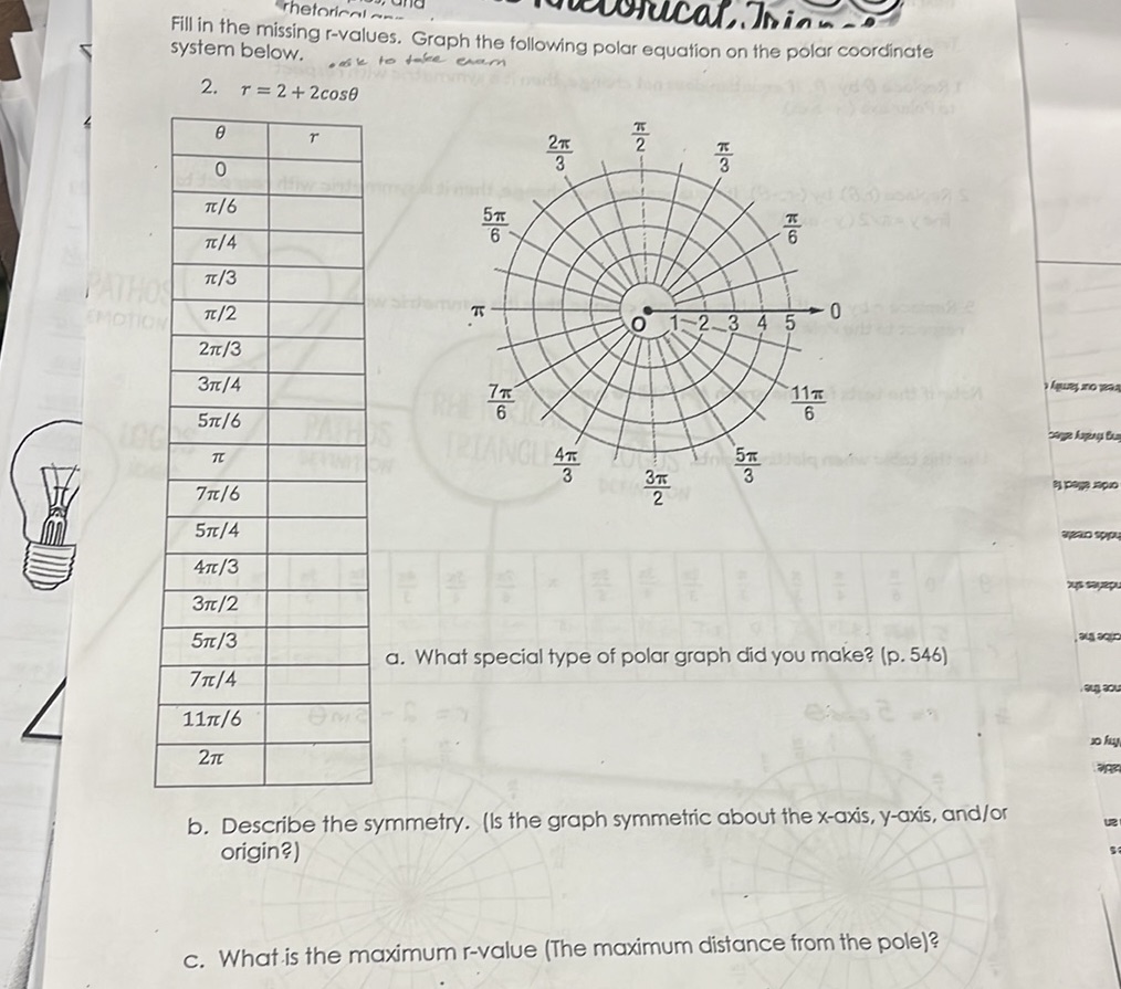 Fill in the missing r-values. Graph the | StudyX