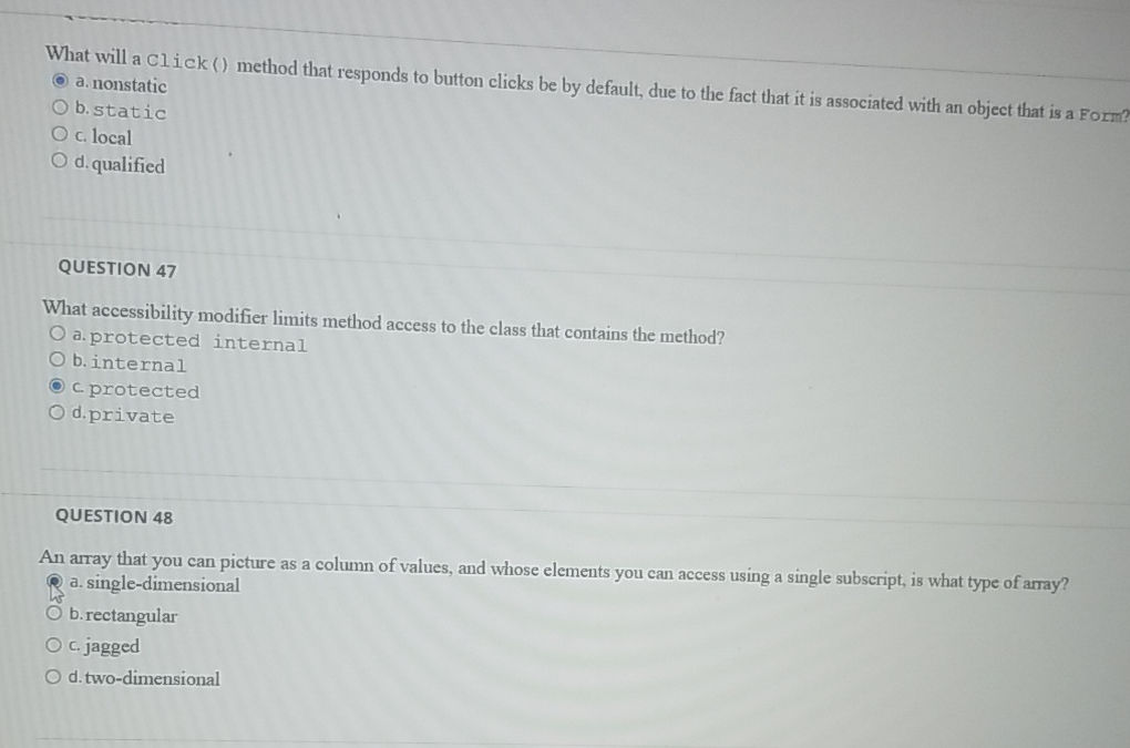What will a Click () method that responds to | StudyX