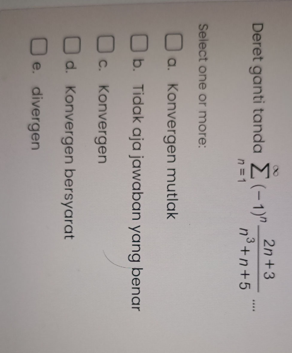 Deret ganti tanda $ _{n=1}^{8} (-1)^n | StudyX