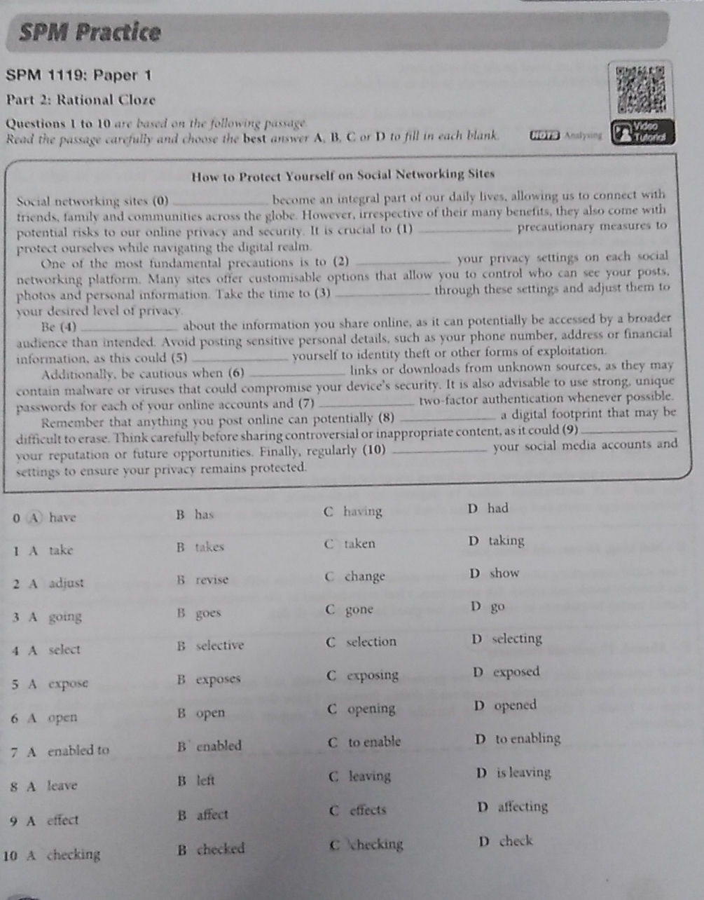 SPM Practice SPM 1119: Paper 1 Part 2: | StudyX