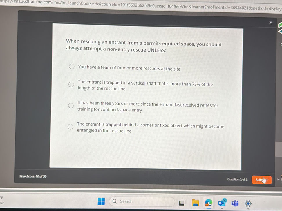 When rescuing an entrant from a | StudyX