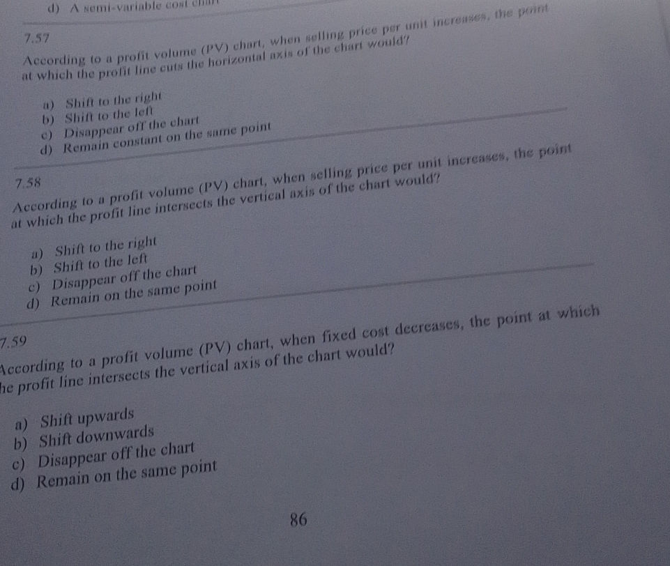 7.57 According to a profit volume (PV) | StudyX