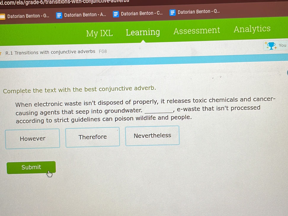 Complete the text with the best conjunctive studyx