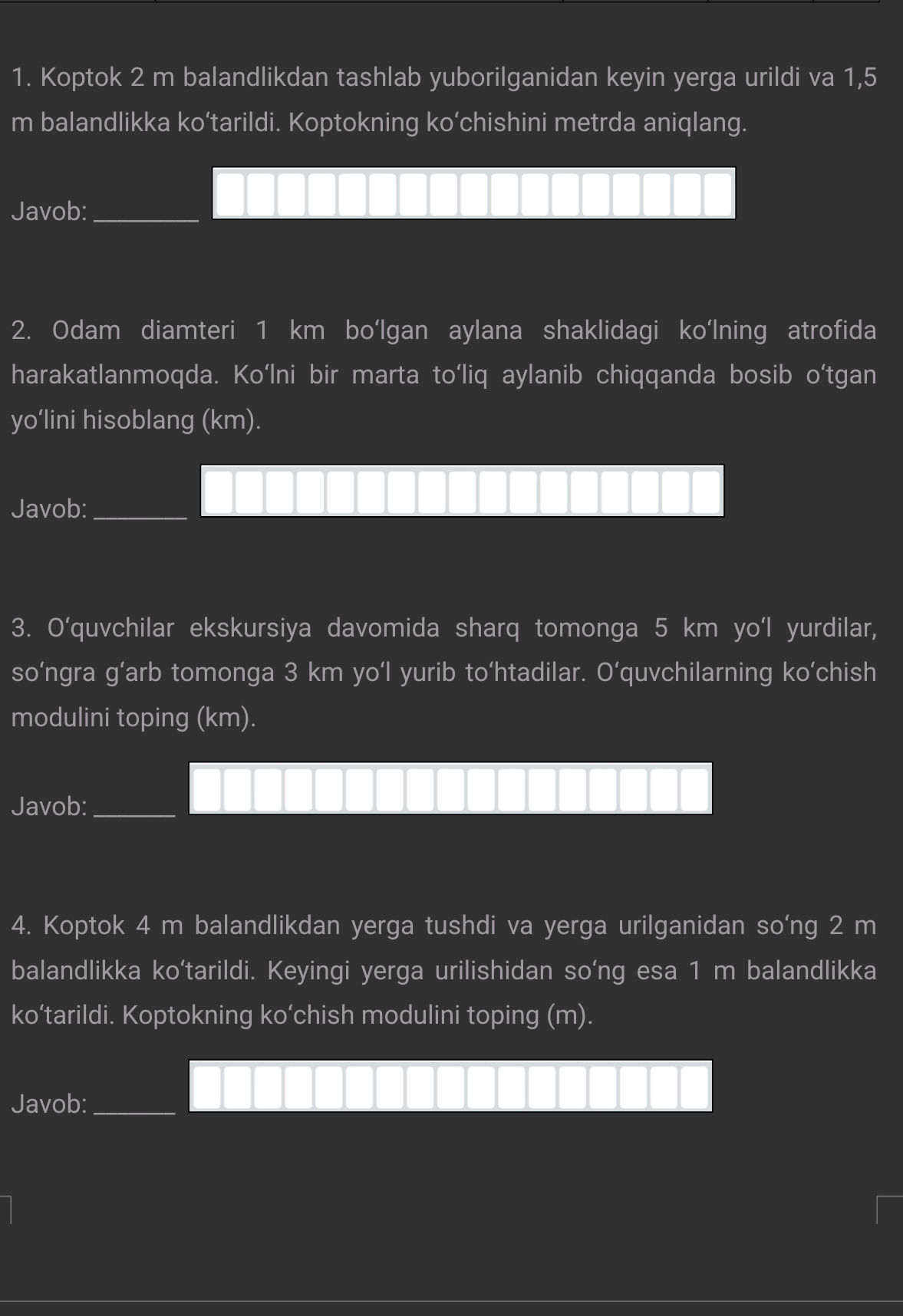 1. Koptok 2 m balandlikdan tashlab | StudyX