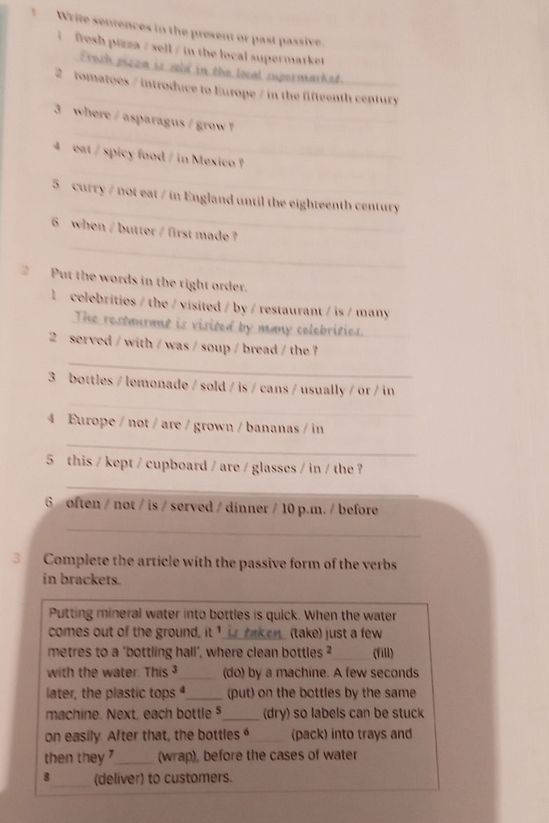 1. Write sentences in the present or past | StudyX