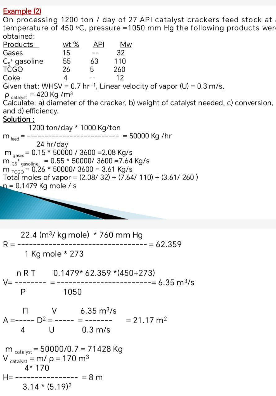 Example (2) On processing 1200 ton / day of | StudyX