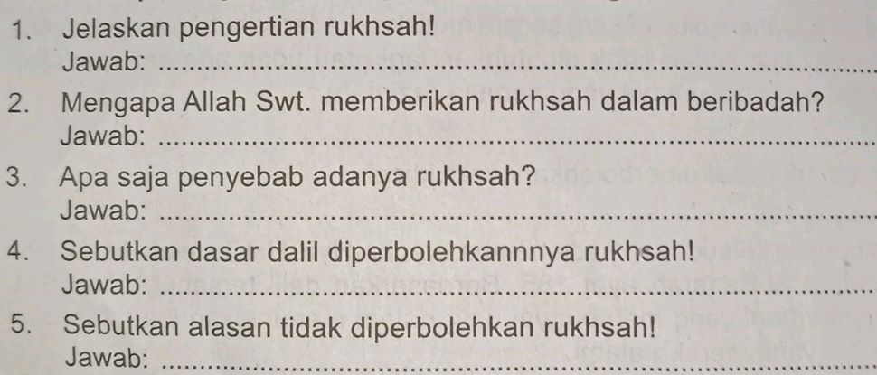 1. Jelaskan pengertian rukhsah! Jawab: | StudyX