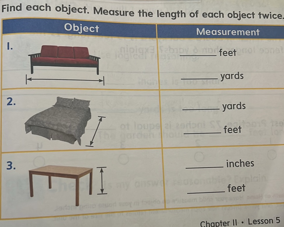 Find each object. Measure the length of each | StudyX