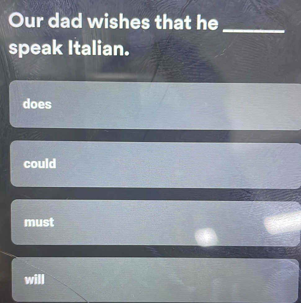 Our dad wishes that he ______ speak Italian. | StudyX