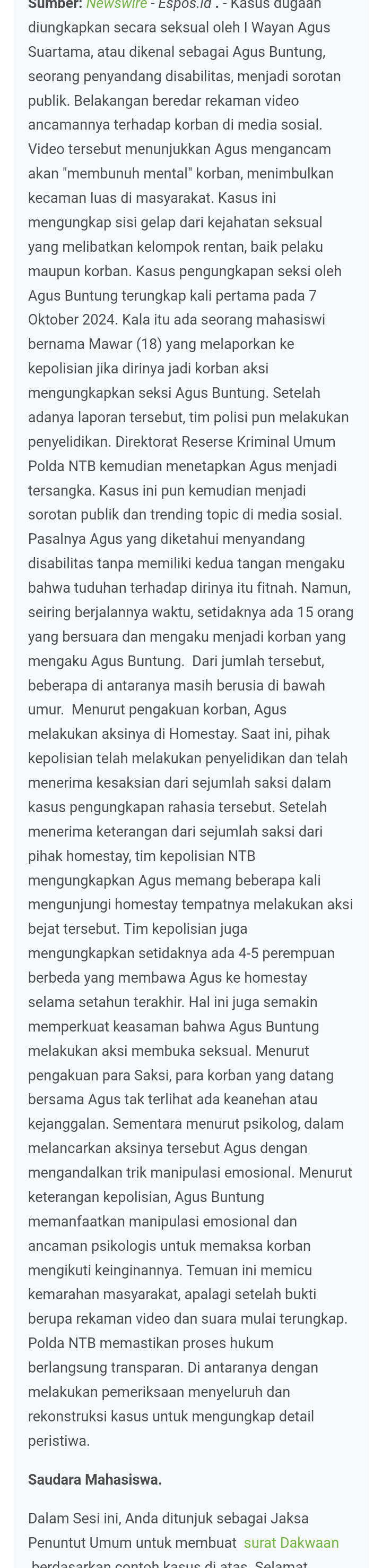 Saudara Mahasiswa. Dalam Sesi ini, Anda | StudyX