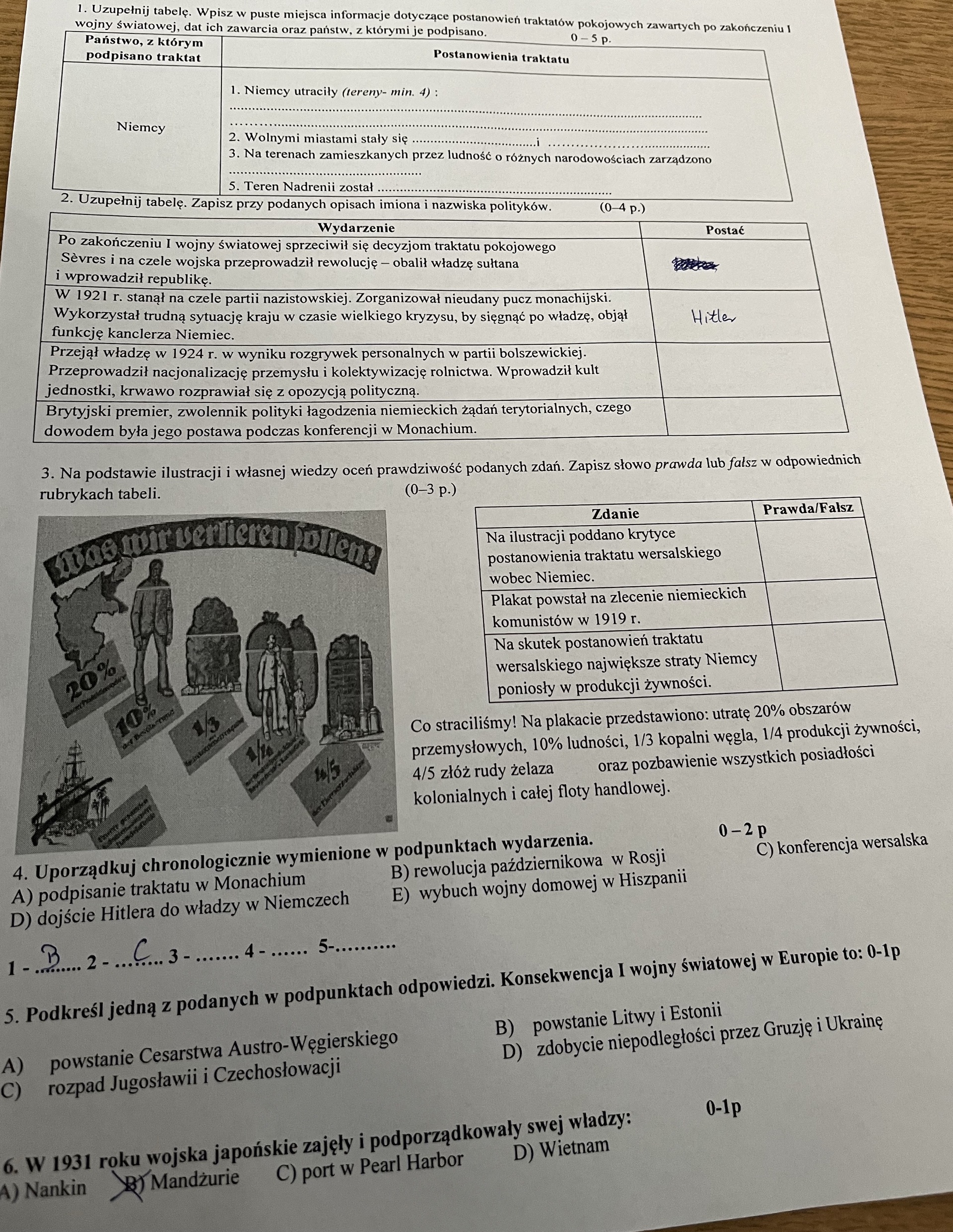 1. Uzupełnij tabelę. Wpisz w puste miejsca | StudyX