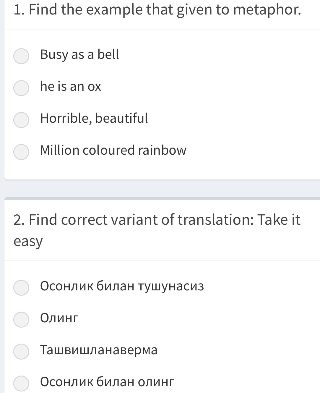 1. Find the example that given to metaphor. StudyX