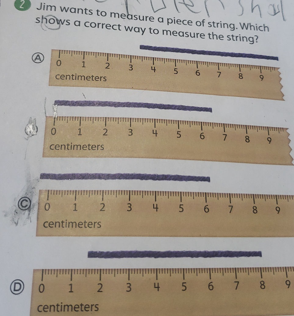 Measuring String Puzzle Jim wants to measure a piece of string. | StudyX