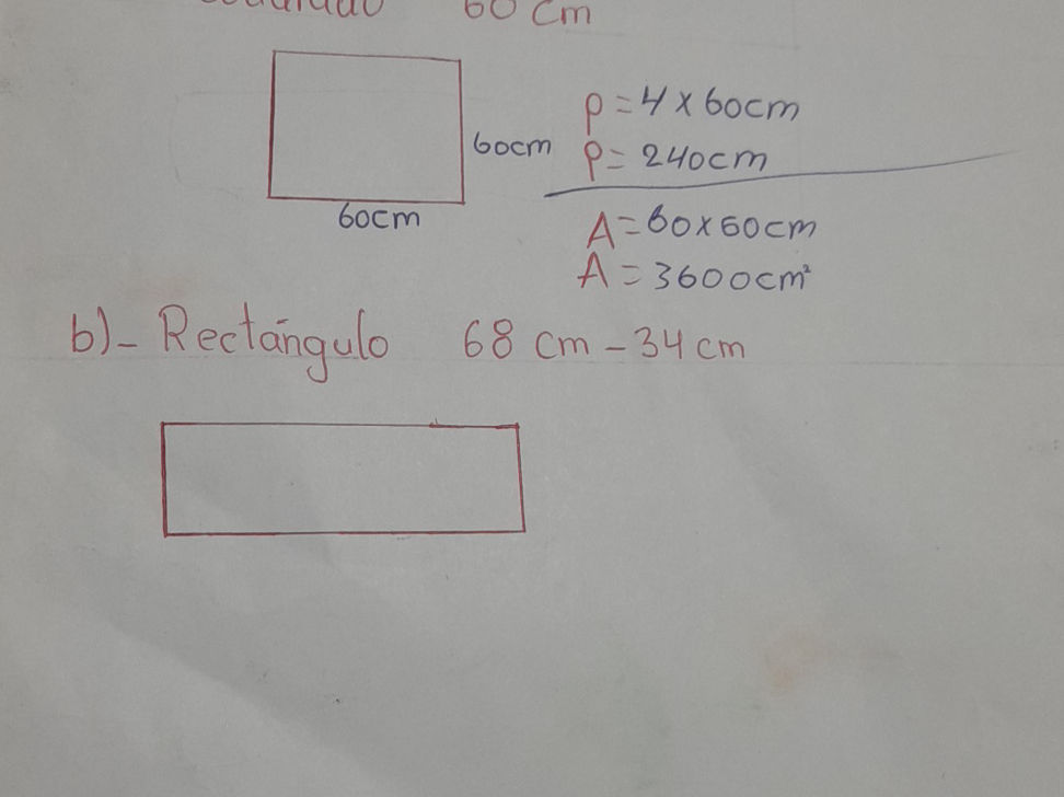 A square with sides of 60 cm. $p = 4 60 | StudyX